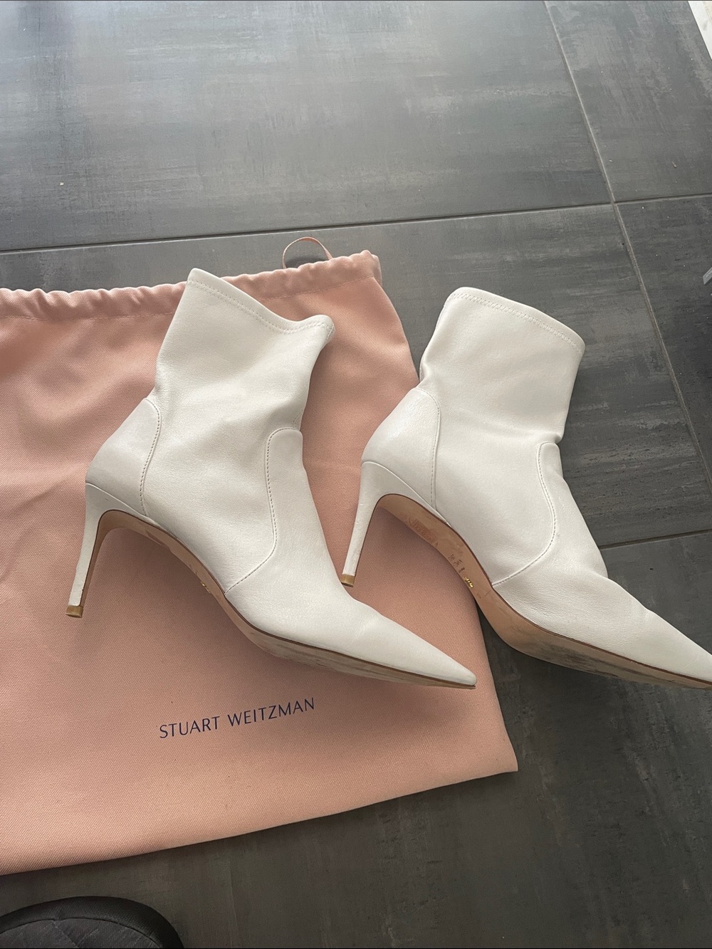 Stuart Weitzman iconic pointed-toe STUART sock bootie